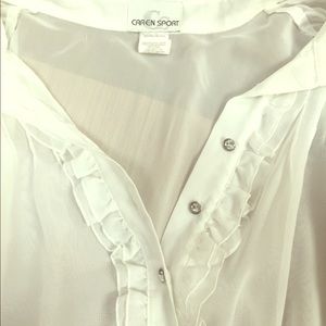 White shear short sleeved blouse